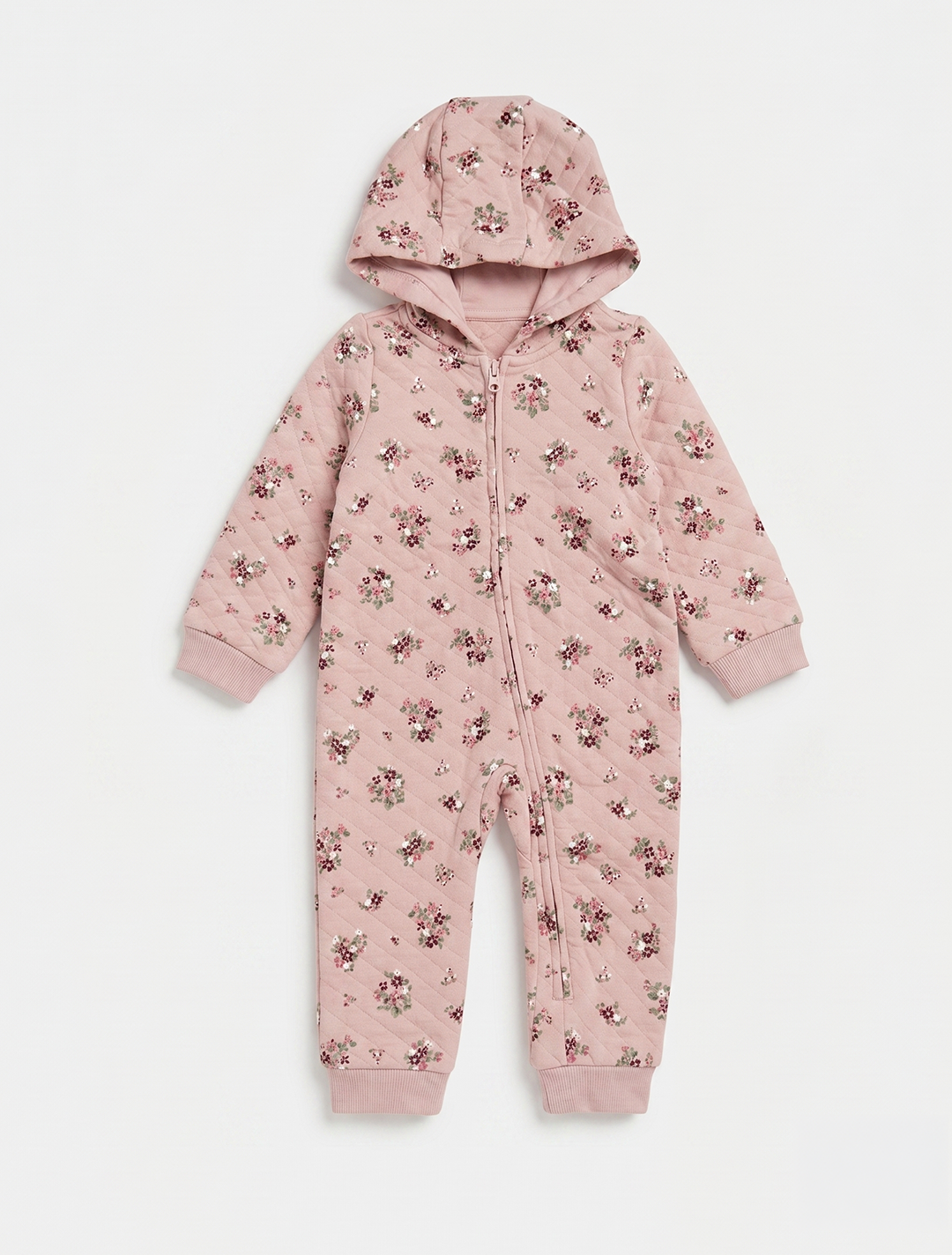 DUSTY PINK FLORAL QUILTED COTTON  ROMPER