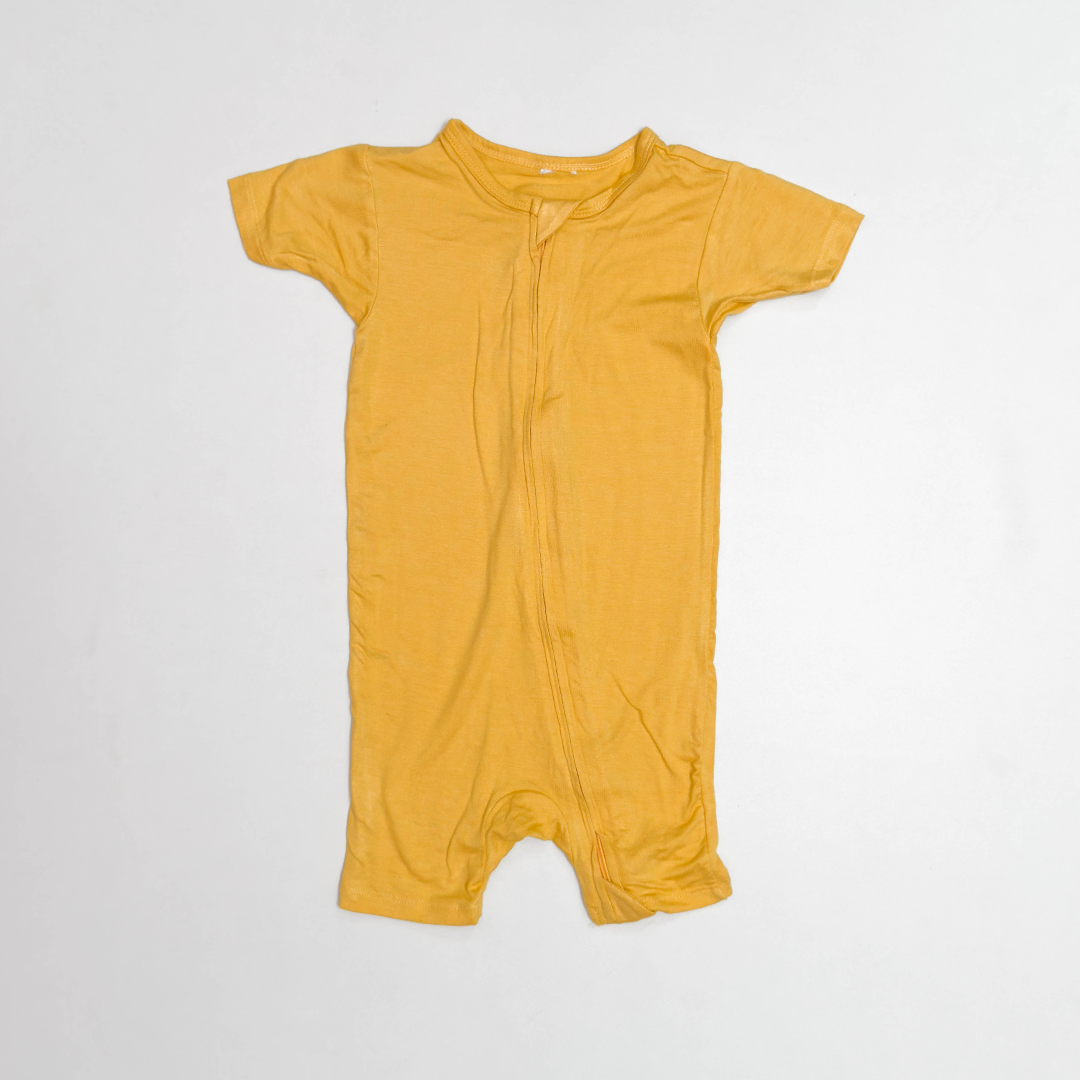 YELLOW VISCOUS ZIPPER JUMPSUIT