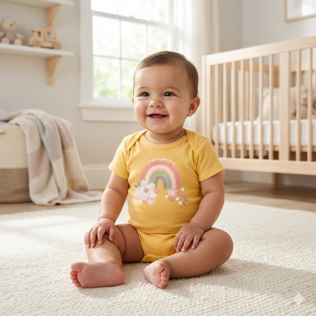 YELLOW RAINBOW ONESIE