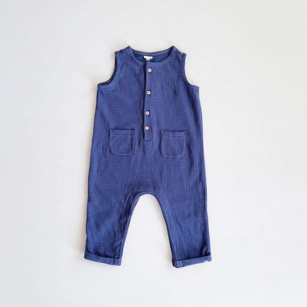 NAVY BLUE KNITTED SLEEVELESS ROMPER