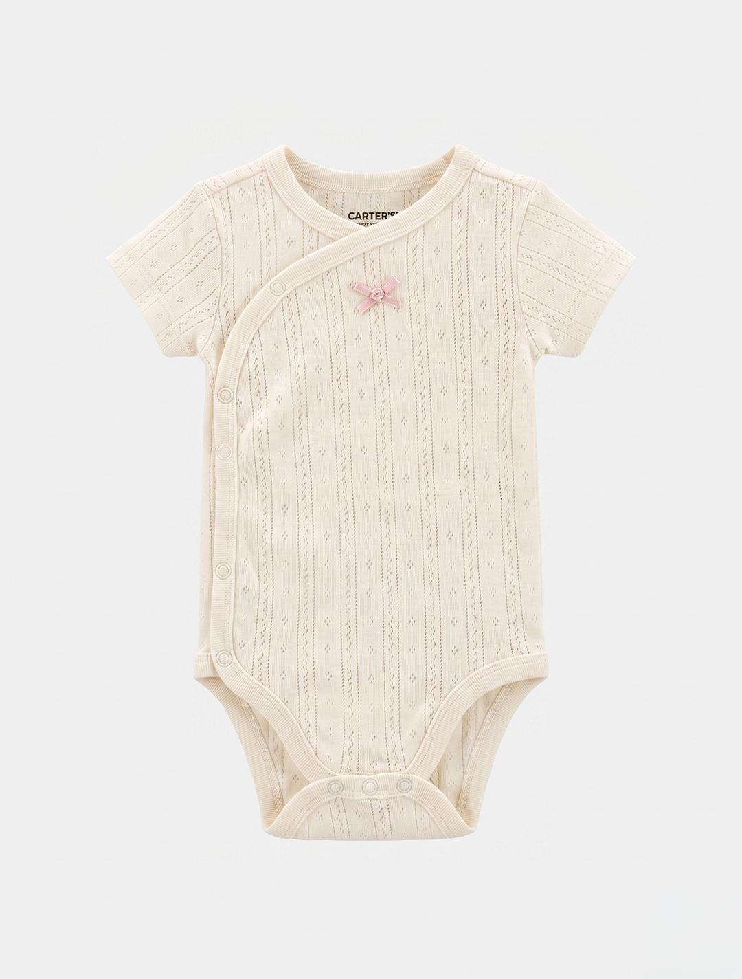 WHITE POINTELLE WRAPOVER ONESIE