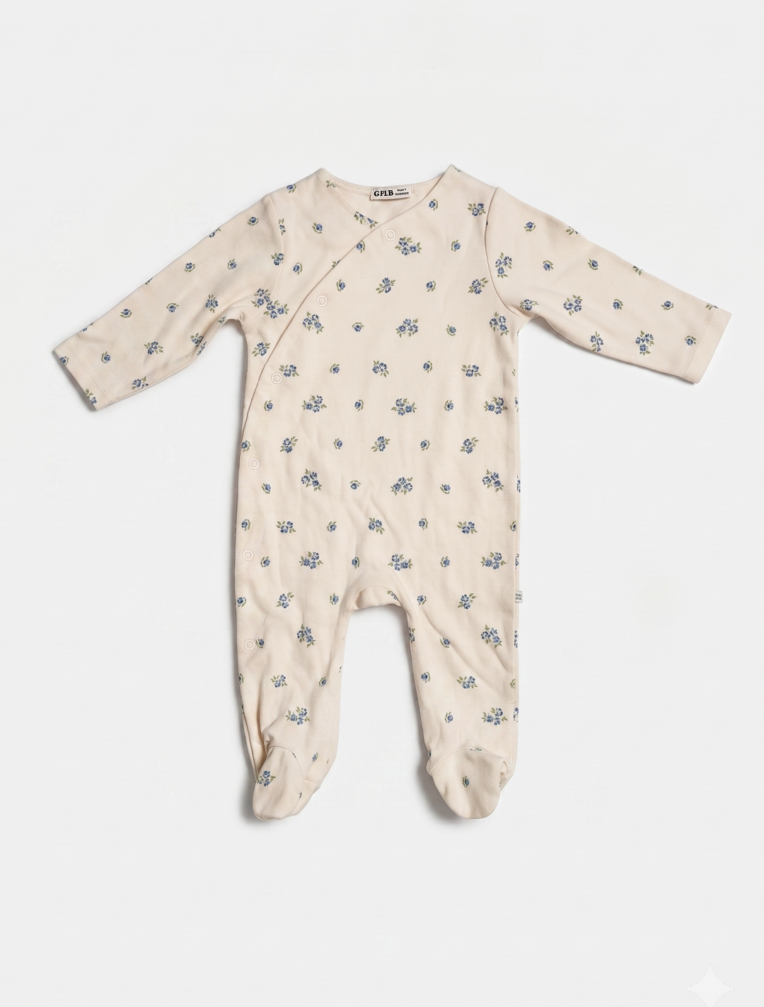 Beige floral wrapover sleepsuit