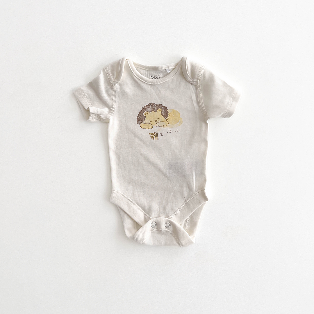 M&S LION PRINT WHITE ONESIE