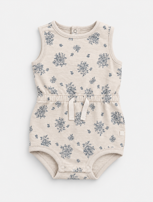 Blue floral patterned onesie