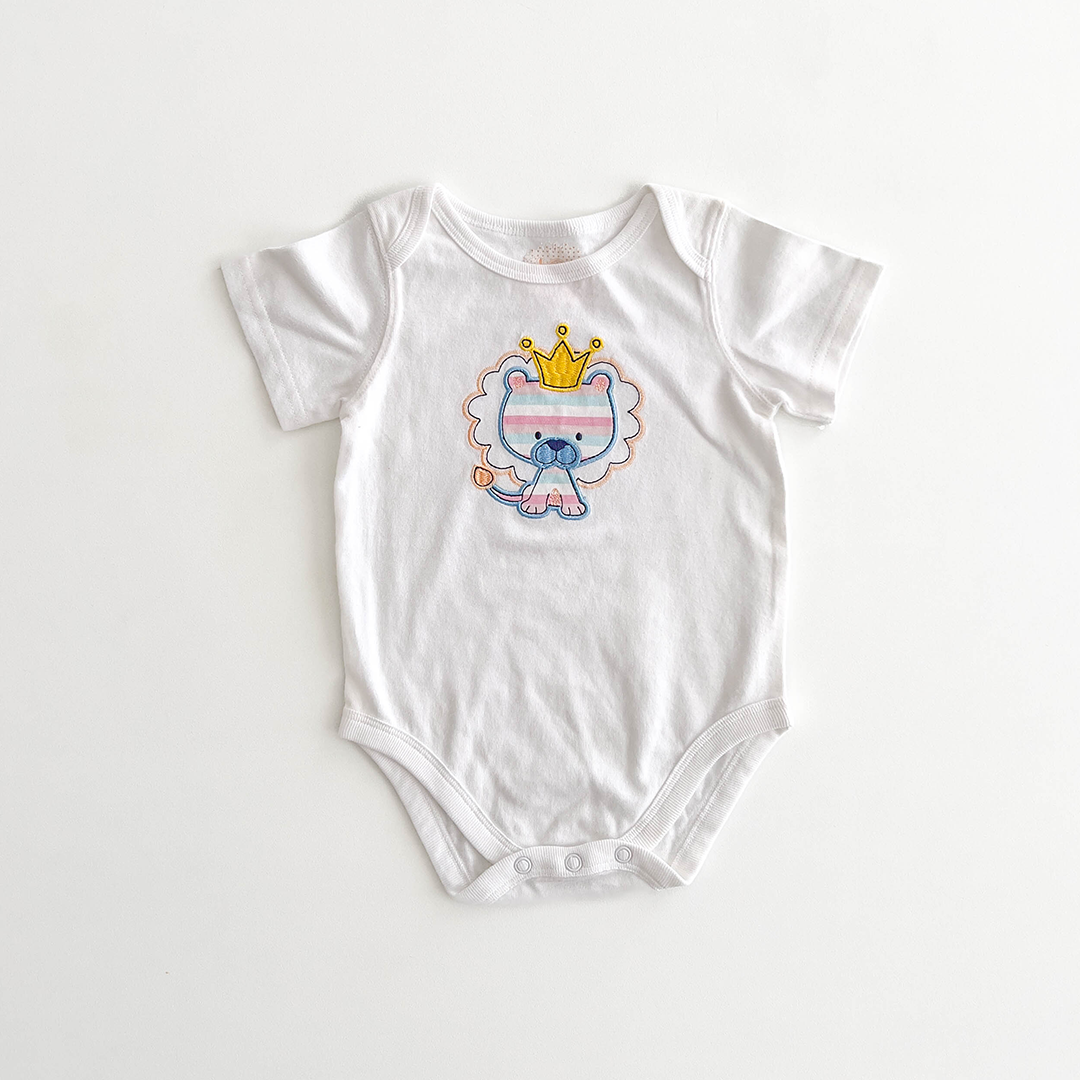 KING LION WHITE COTTON ONESIE