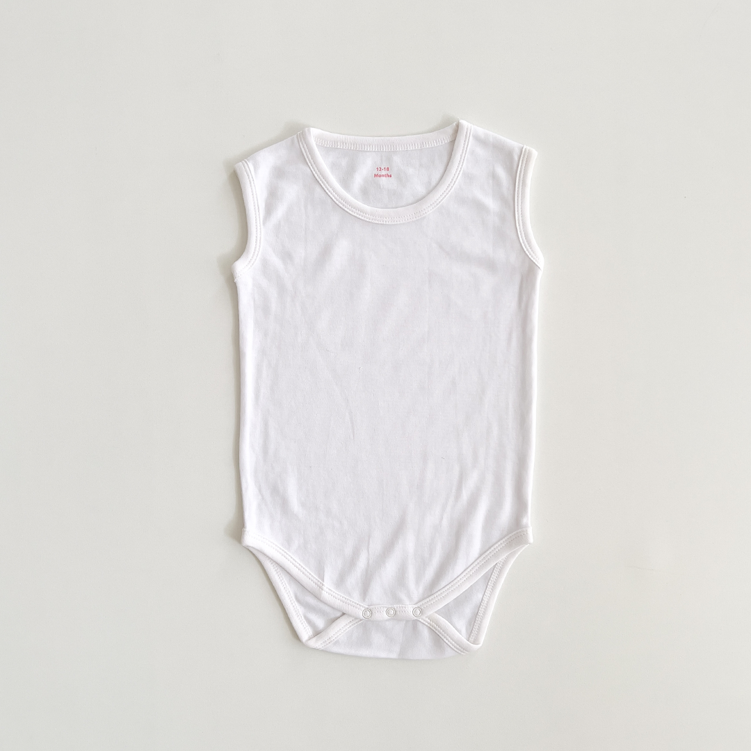 WHITE SLEEVLESS ONESIE