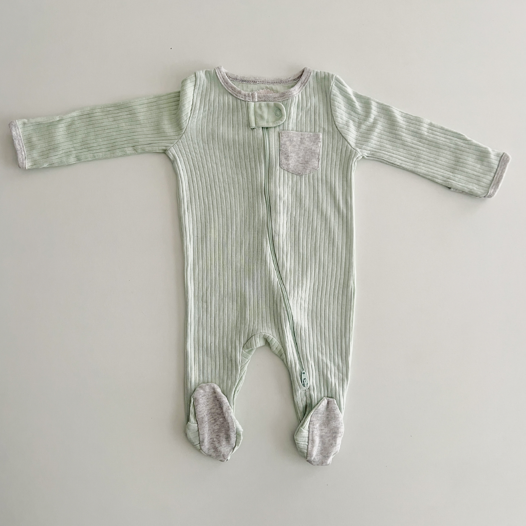 MINT GREEN RIBBED SLEEPSUIT