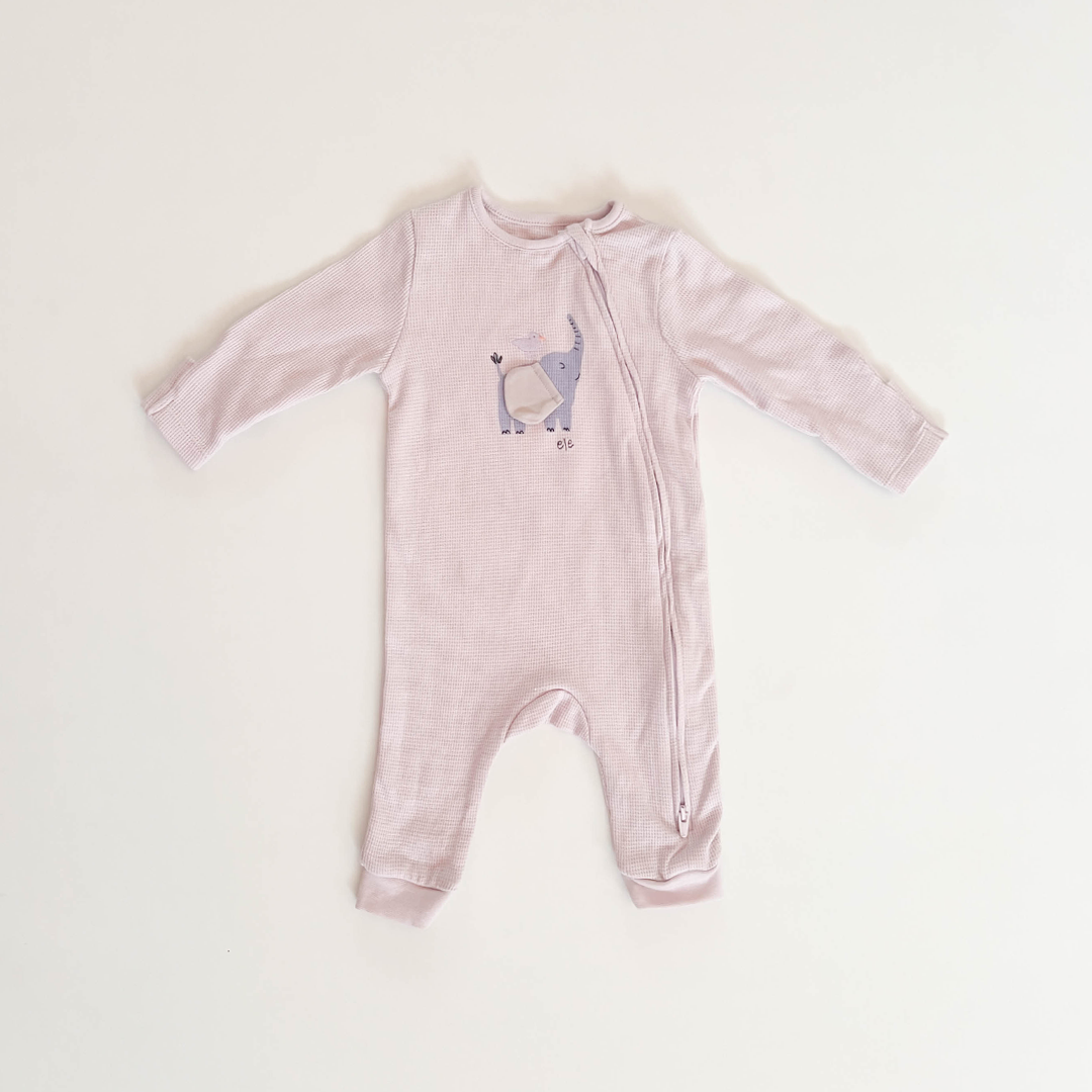 LAVENDER ELE KNITTED ZIPPER ROMPER