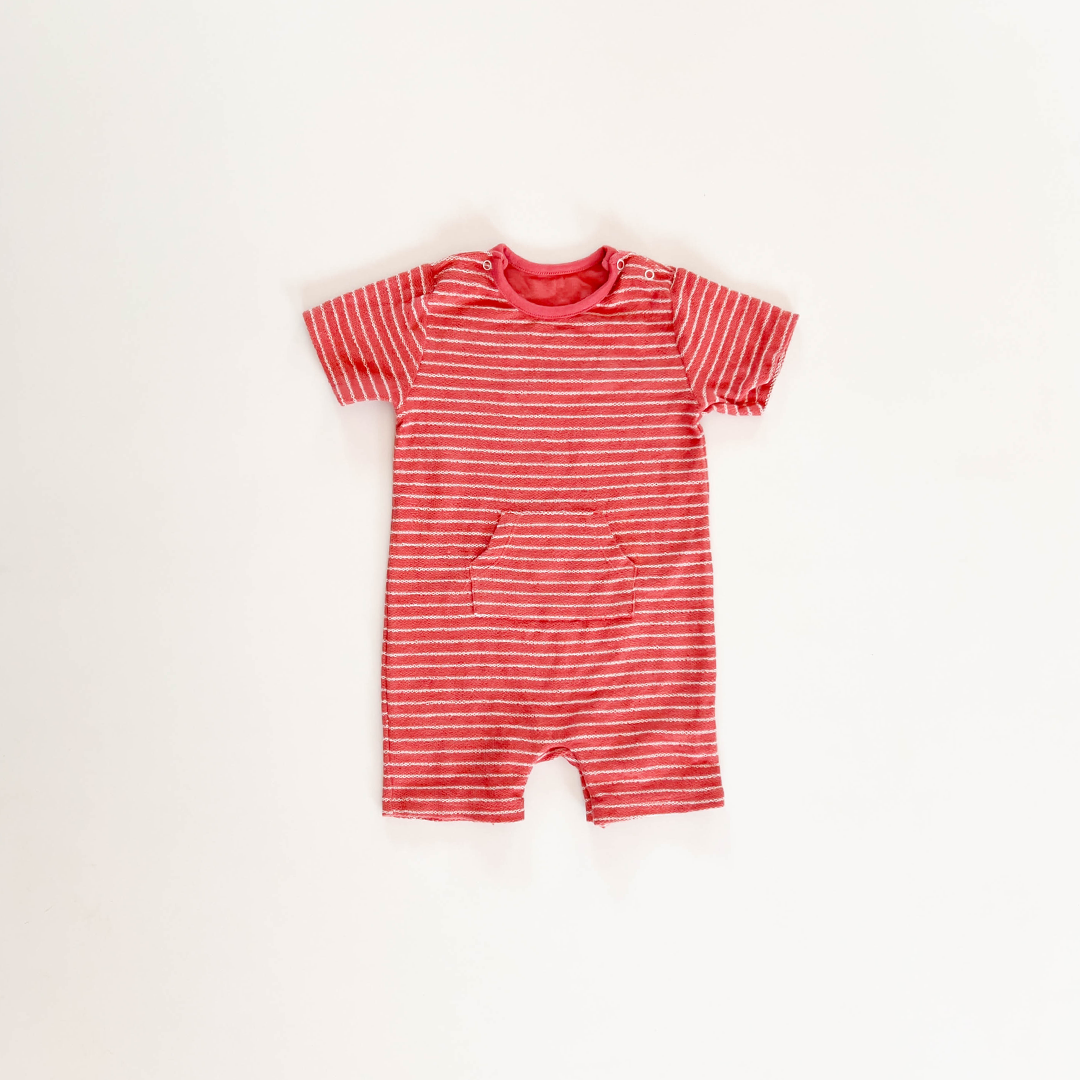 BRICK RED STRIPED JUMPSUIT