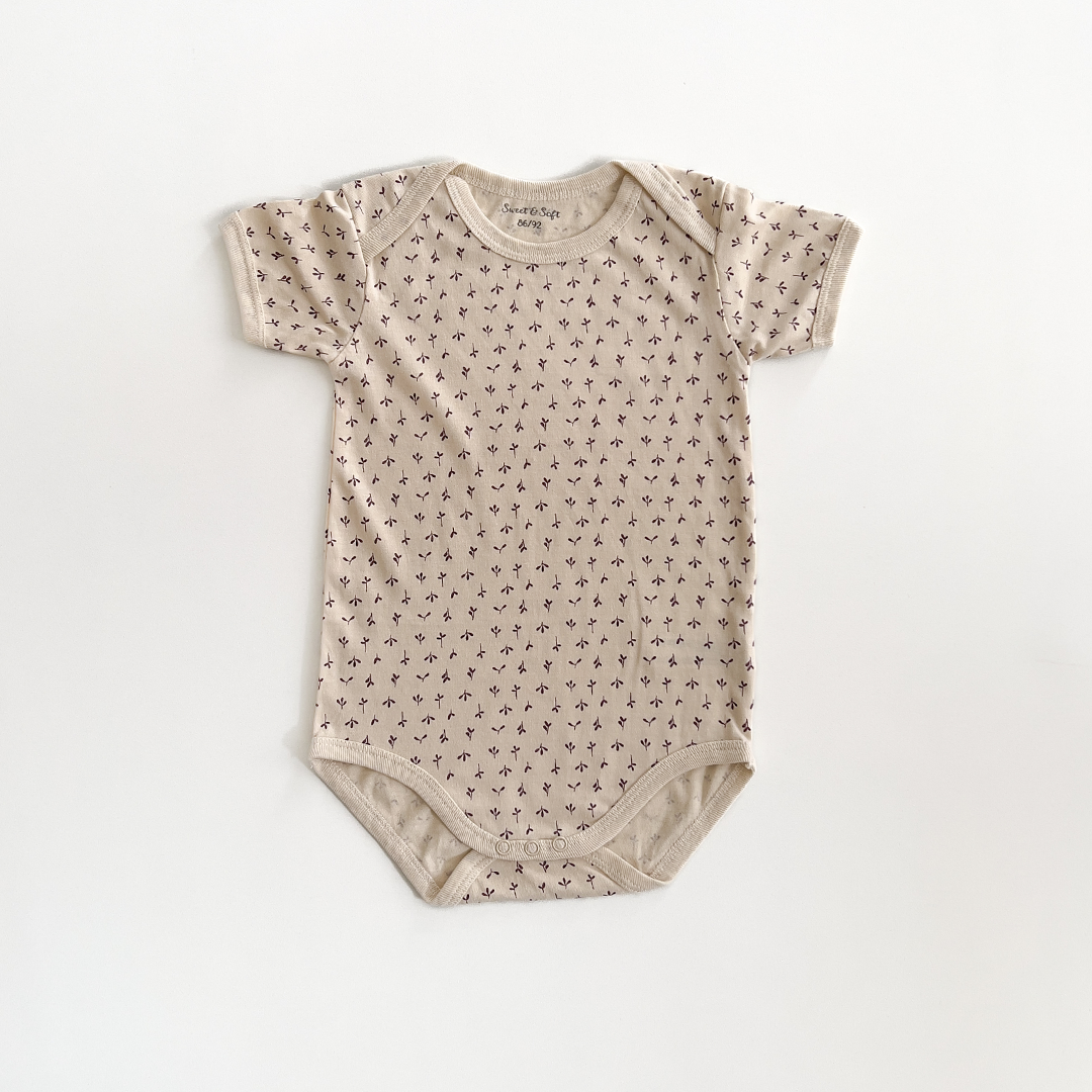 beige COTTON PATTERNED ONESIE