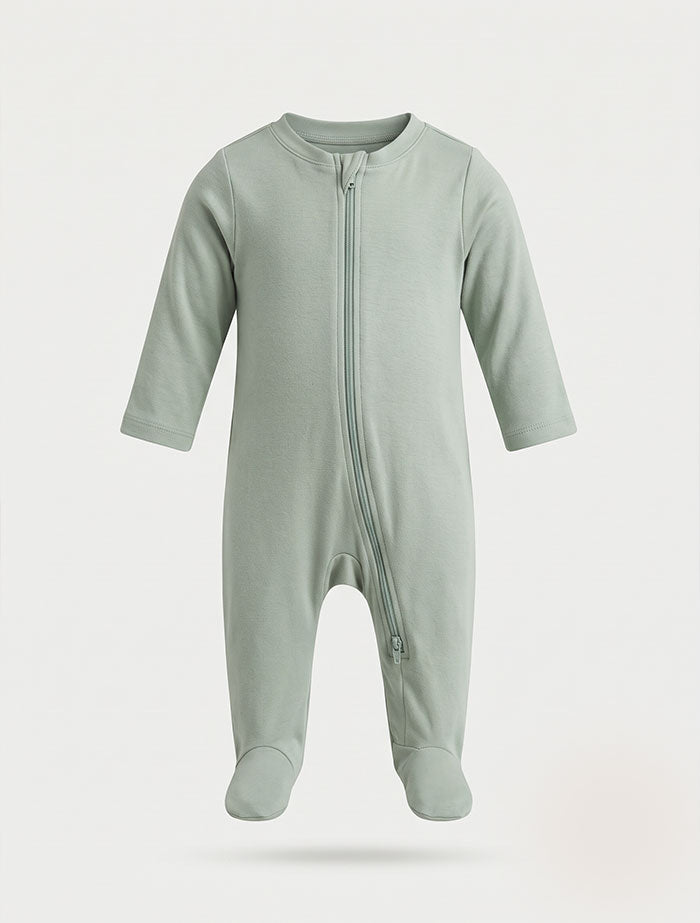 Sage green 2 way zipper sleepsuit