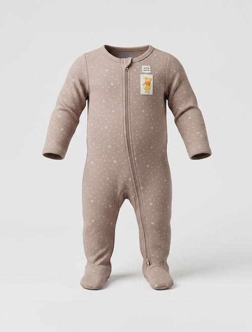 Brown unisex zipper sleepsuit