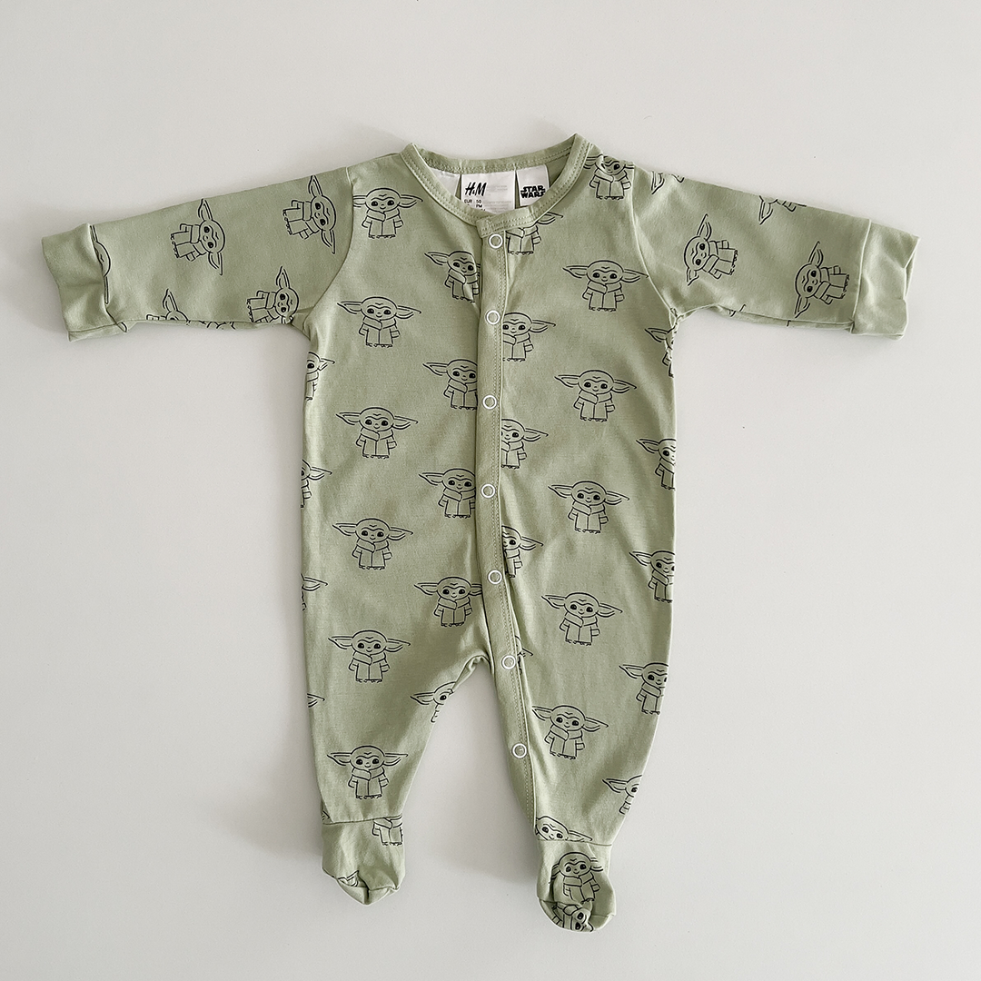 Sage green patterned sleepsuit