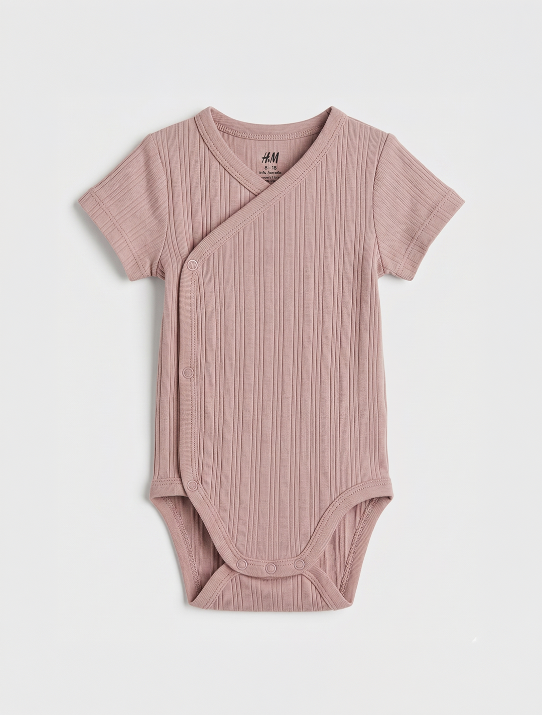 DUSTY PINK RIBBED WRAPOVER ONESIE