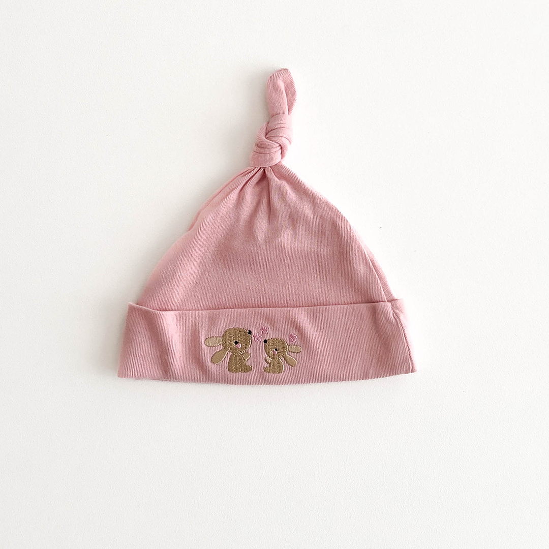 PINK KNOTED BUNNY CAP