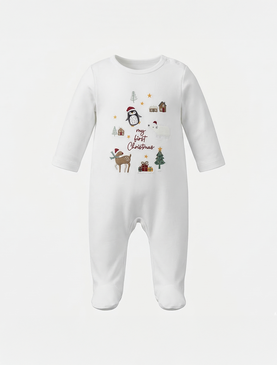 CHRISTMAS PRINTED VELVET SLEEPSUIT