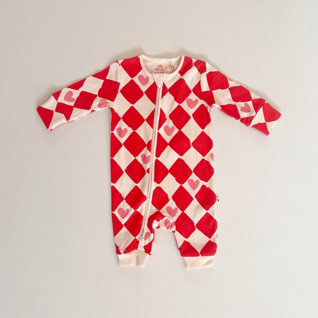 NEXT BABY PATTERNED ZIPPER ROMPER