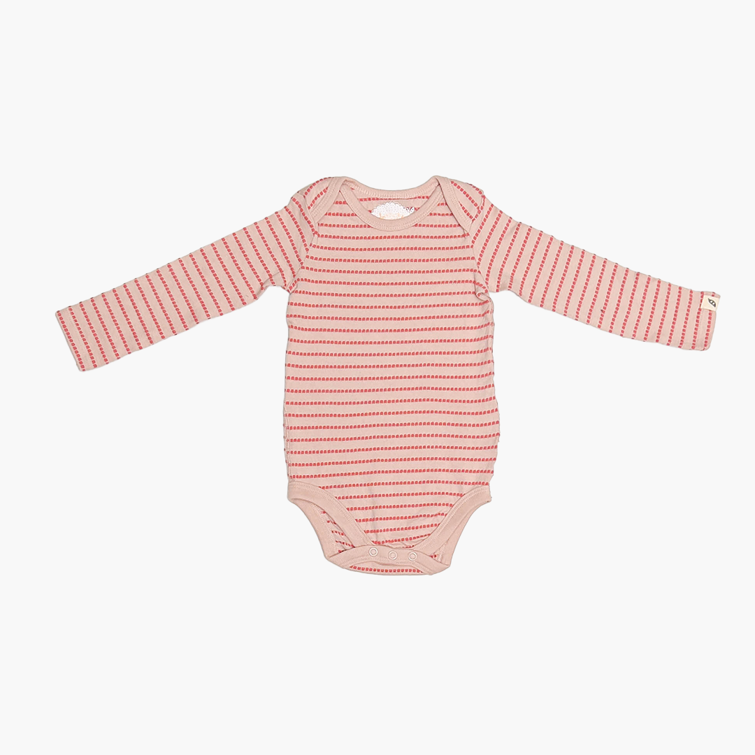 RED PATTERNED STRIPES ONESIE