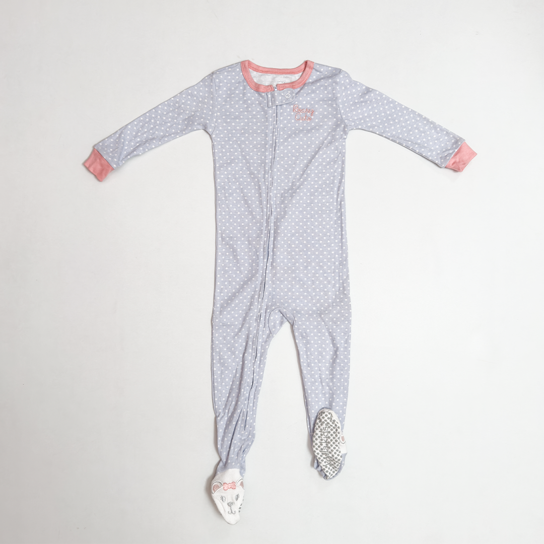 BLUE POLKA DOTTED SLIM FITTED SLEEPSUIT