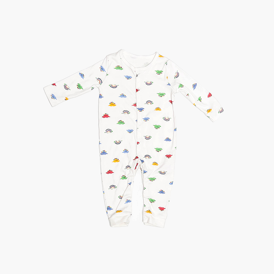 WHITE ANIMAL PRINTED ROMPER