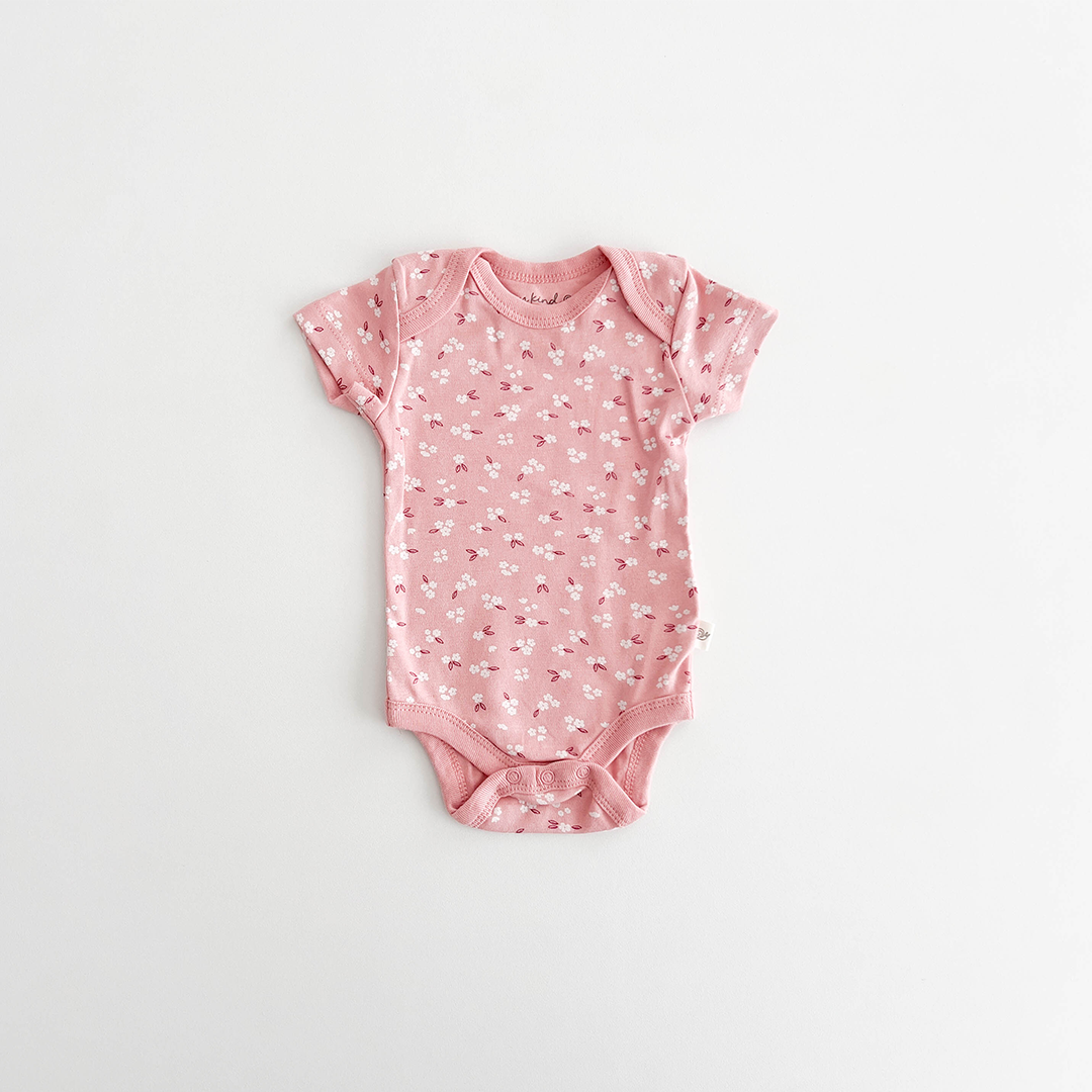 PINK PEACH FLORAL ONESIE