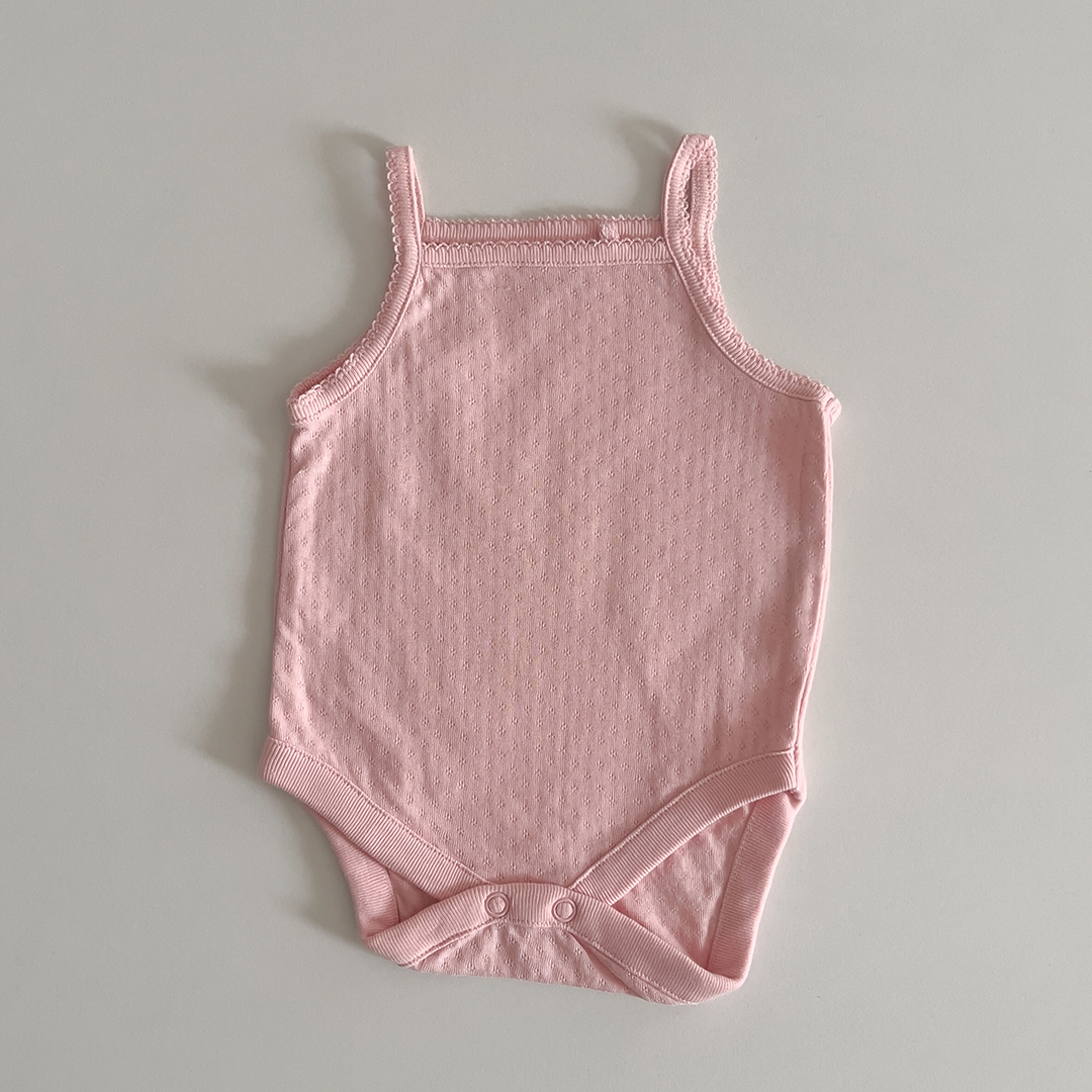Spaghetti strap pink onesie