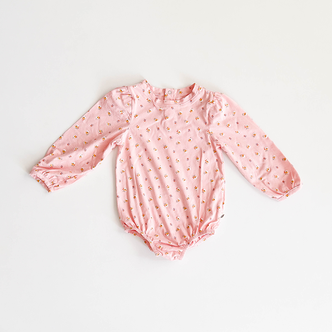 PEACH PINK FLORAL ONESIE