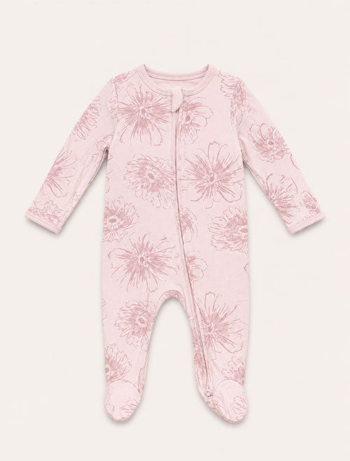 Pink viscous patterned sleepsuit