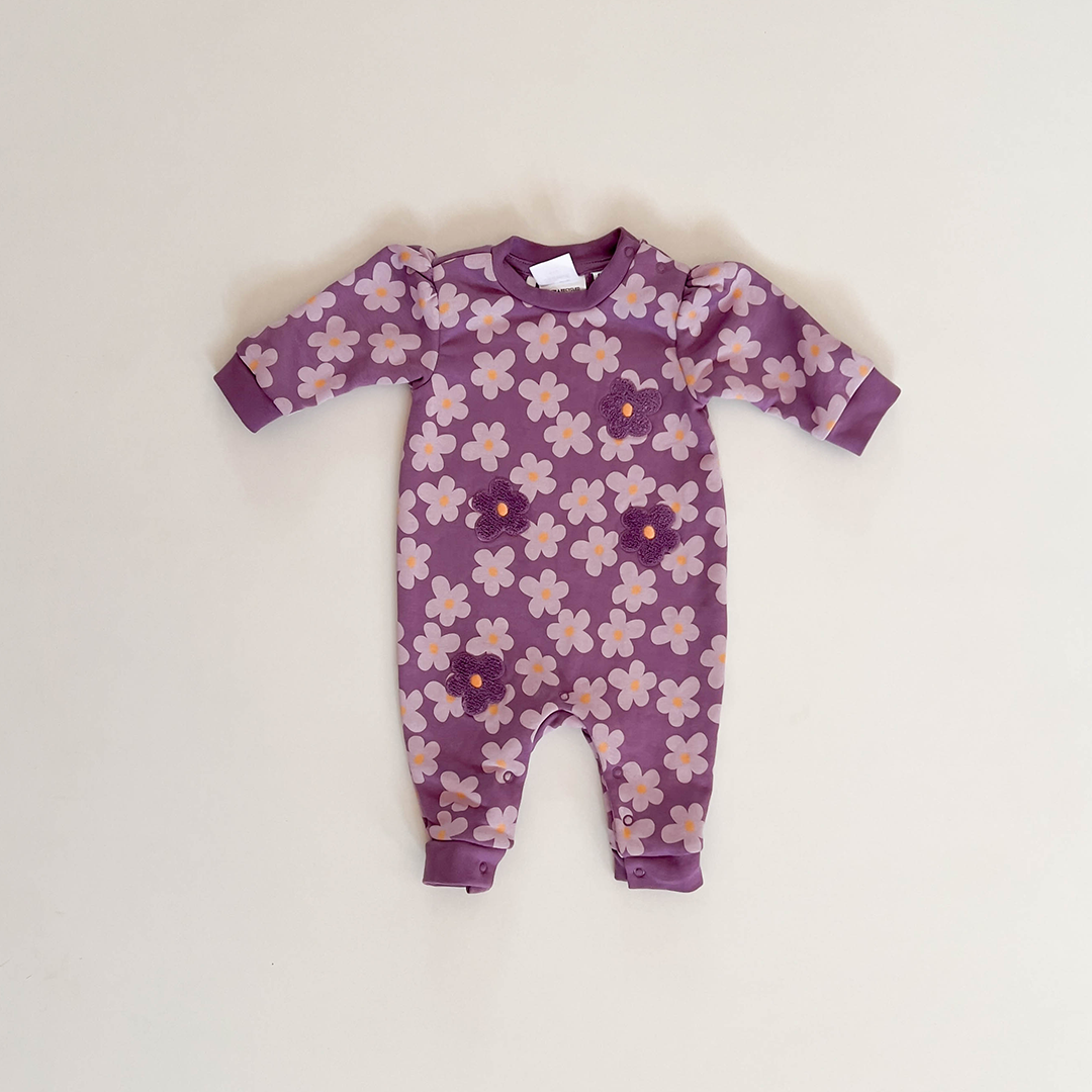 PURPLE FLORAL PRINTED WINTER ROMPER