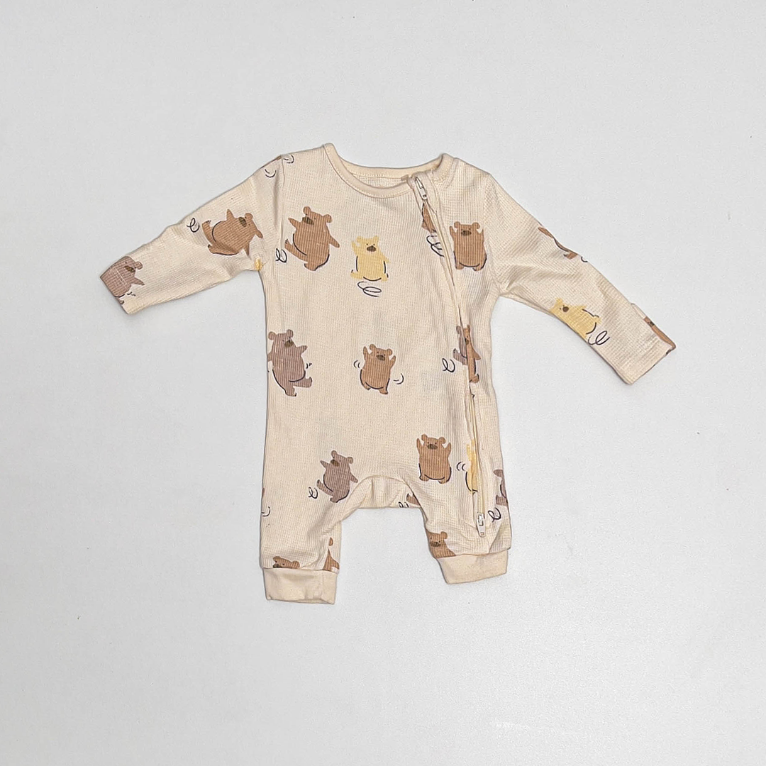 CUTE TEADDY PRINT KNITTED ROMPER