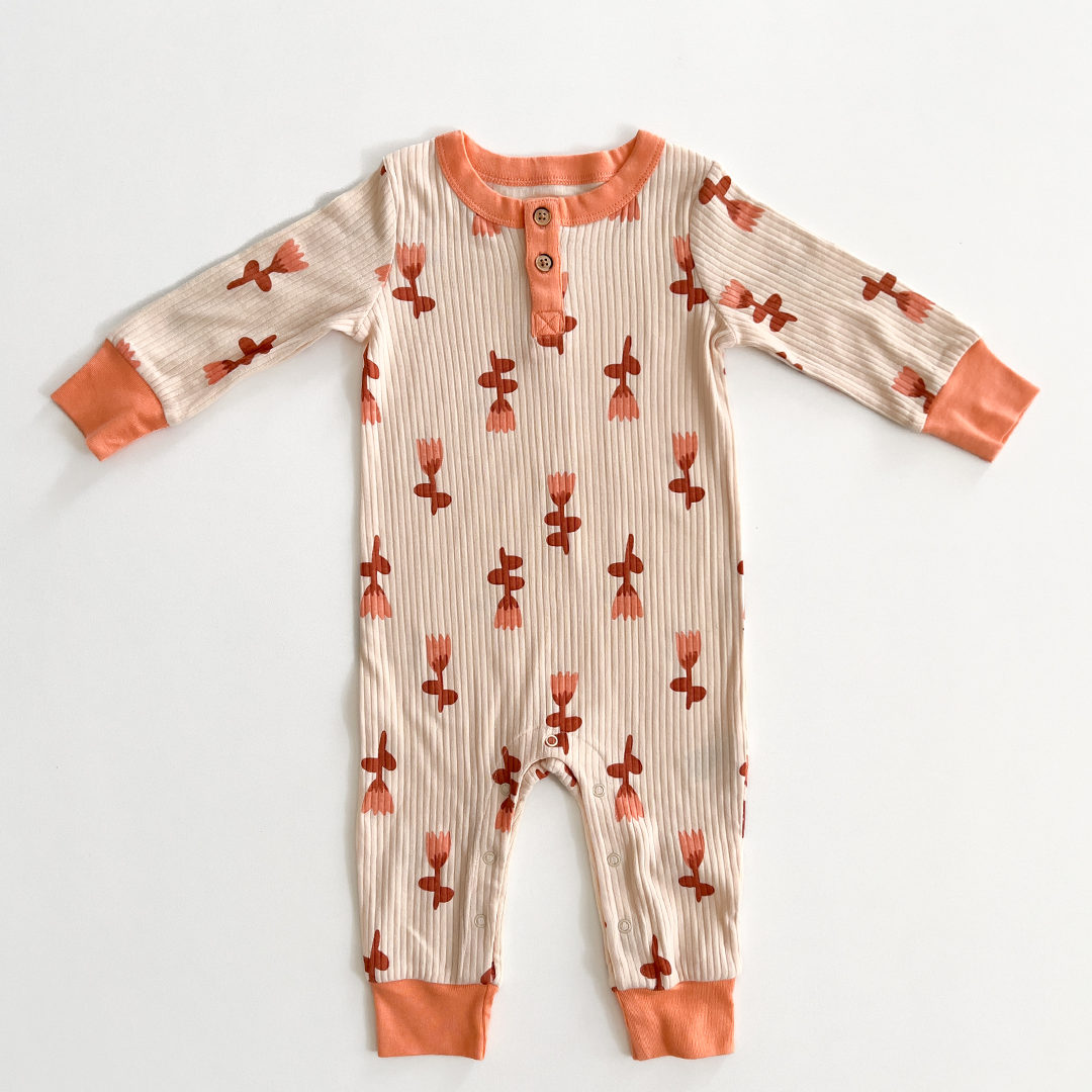 Unisex orange and beige romper