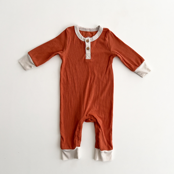 burnt ORANGE RIBBED ROMPER