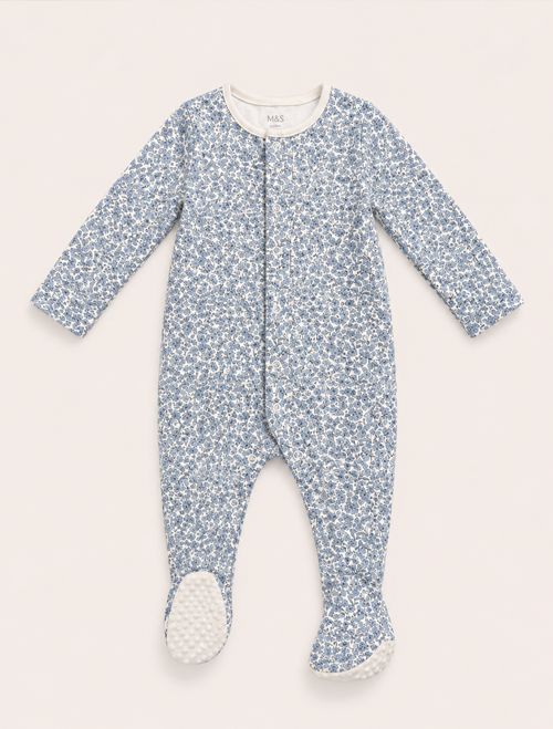 Blue florals girls sleepsuit