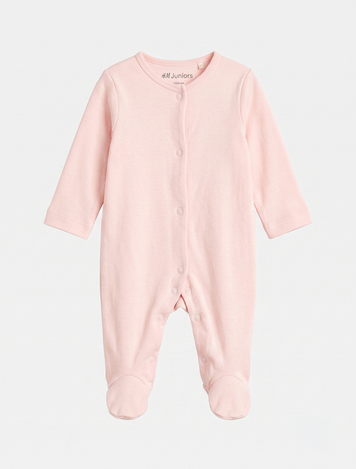 Powder  pink button sleepsuit