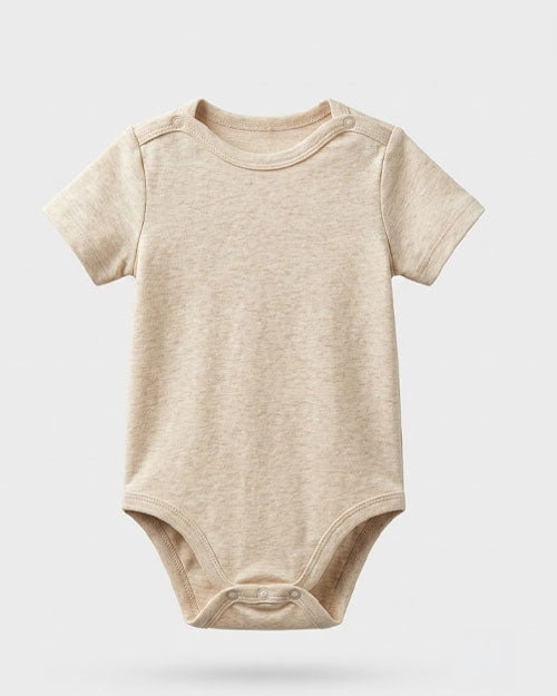 Beige button plain onesie