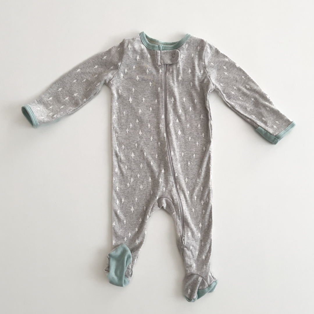 Grey arrow print sleepsuit