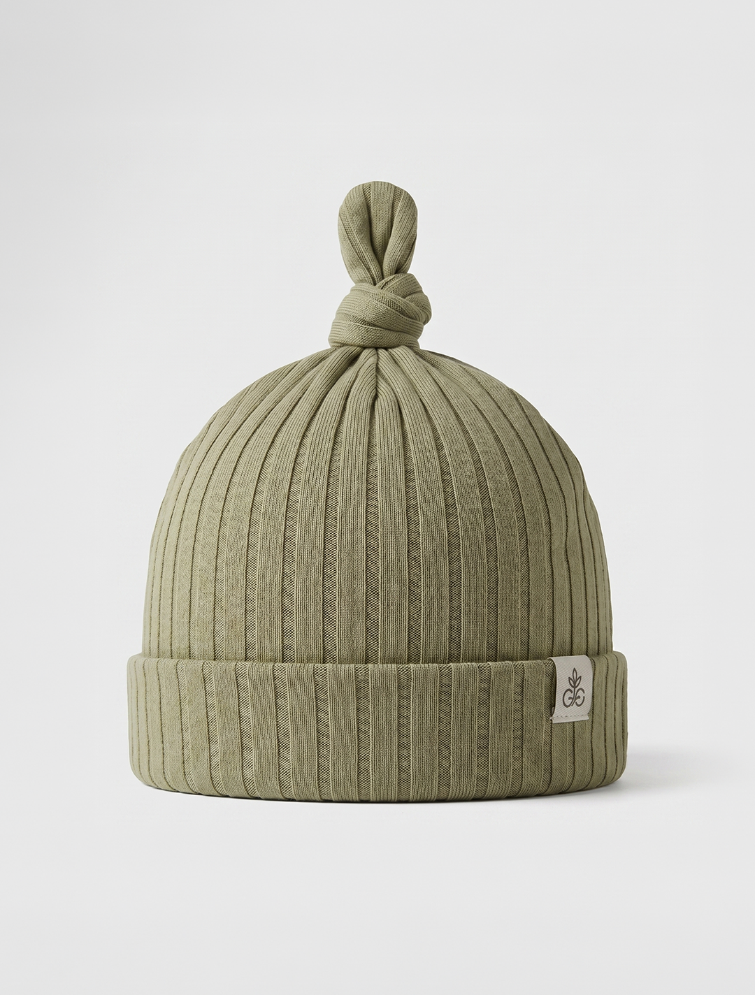 SAGE GREEN RIBBED KNOT CAP