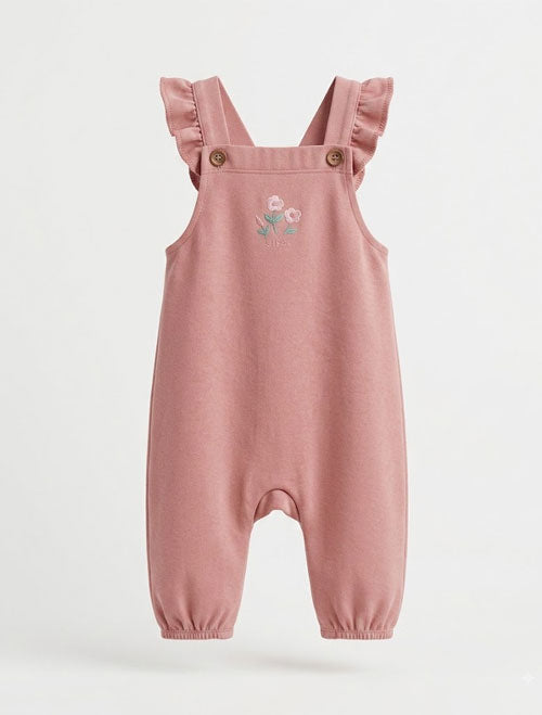 Powder pink floral dungaree