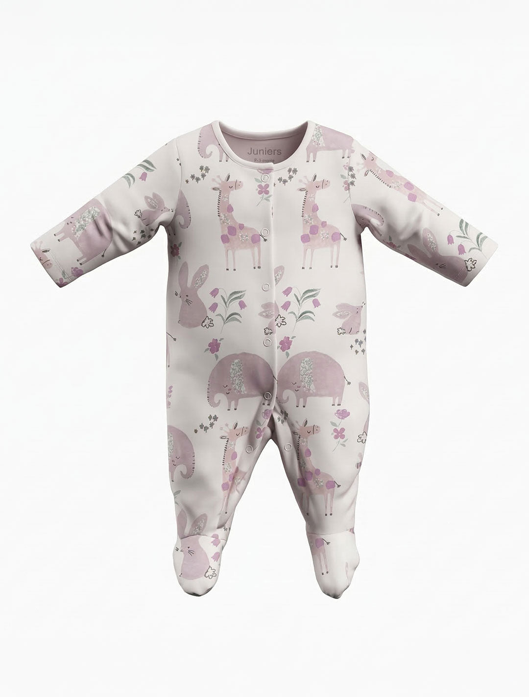 LAVENDER ANIMAL PRINTED SLEEPSUIT