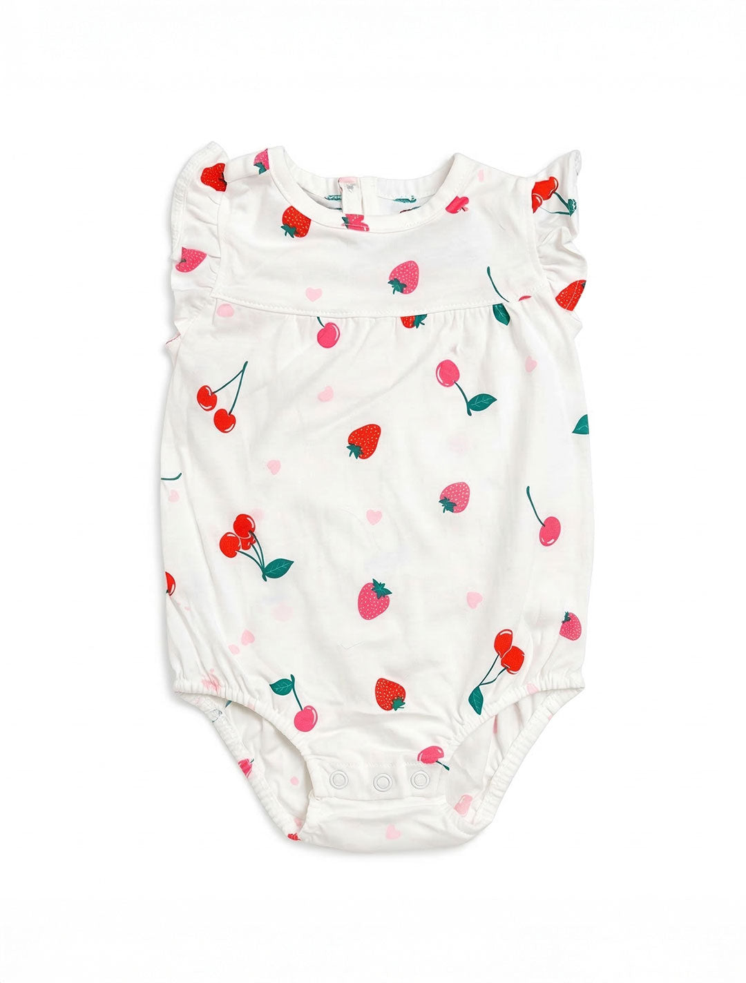 WHITE STRAWBERRY PRINTED FANCY ONESIE