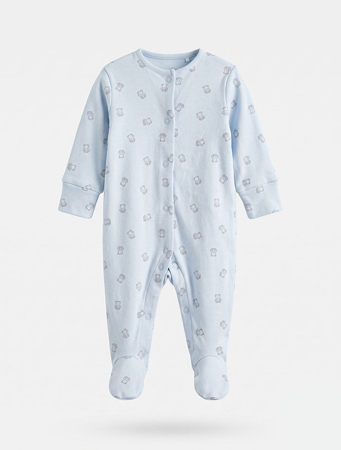 Blue bear button sleepsuit