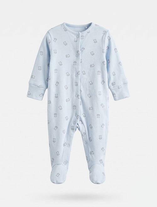 Blue bear button sleepsuit