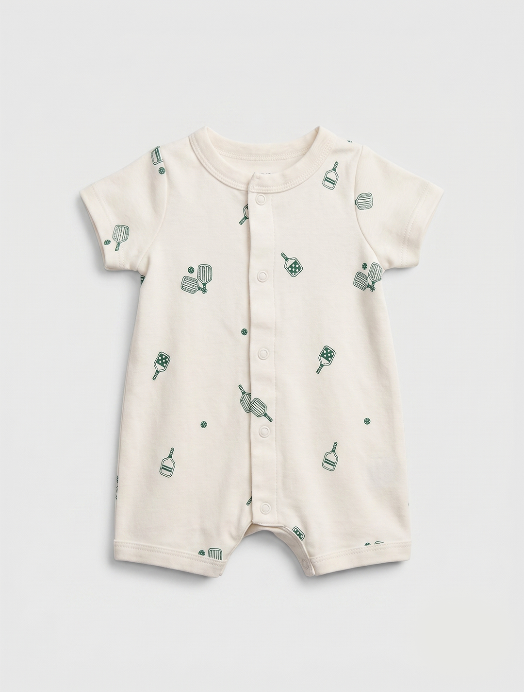 Green and white printed button jumpsuit