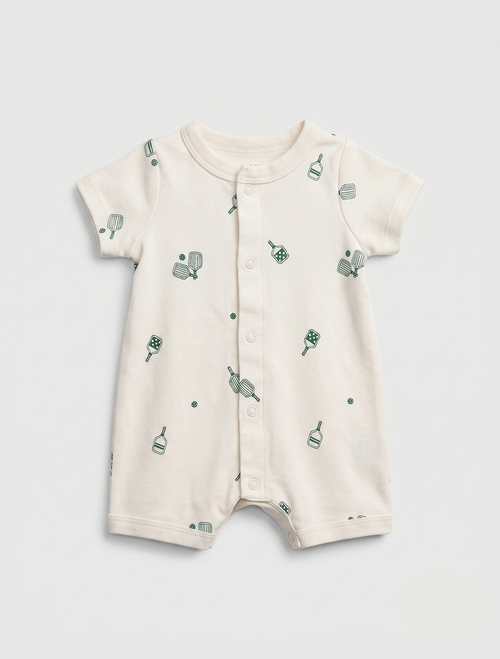 Green and white printed button jumpsuit