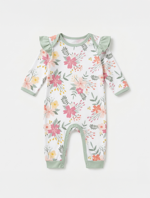 PINK FLORAL PRINTED ROMPER