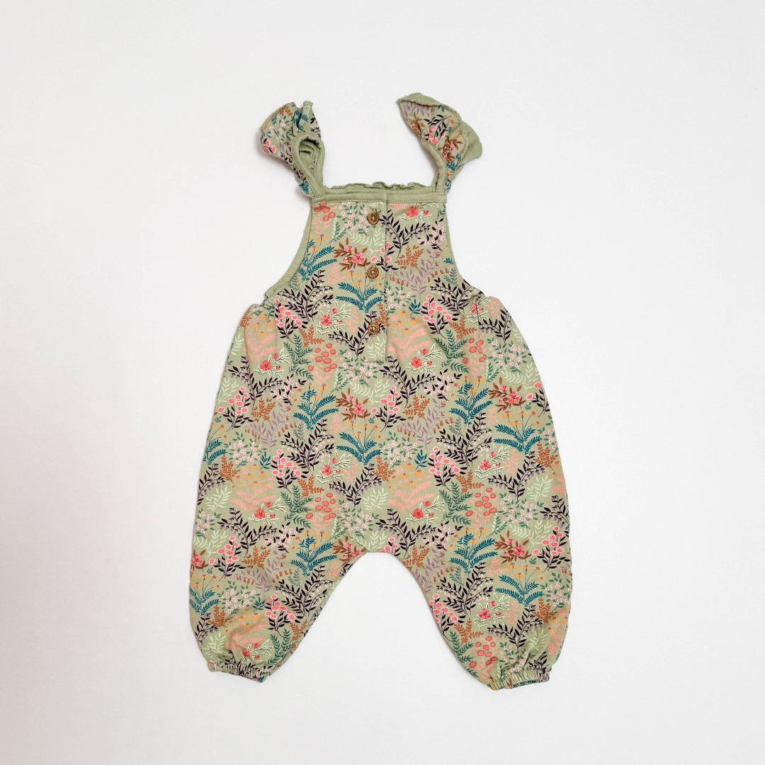 GREEN FLORAL SLEEVELESS ROMPER