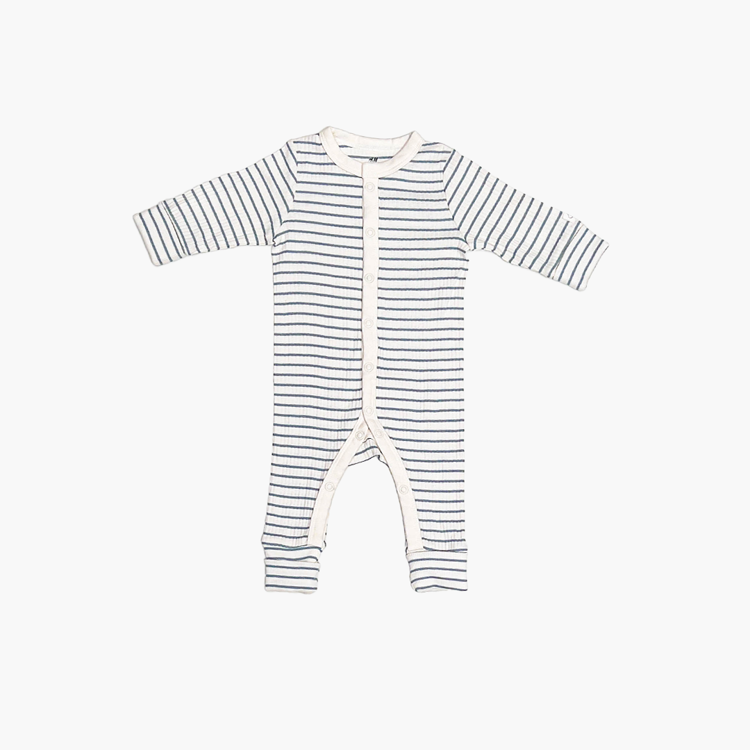 PREMIUM WHITE STRIPES RIBBED ROMPER