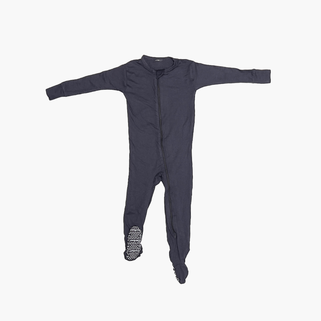 GREY BLACK ZIPPER SLIM FITTED SLEEEPSUIT
