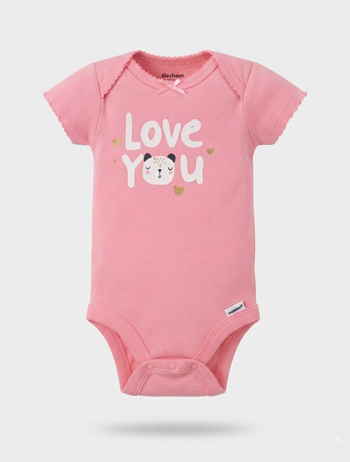 Pink love you print onesie