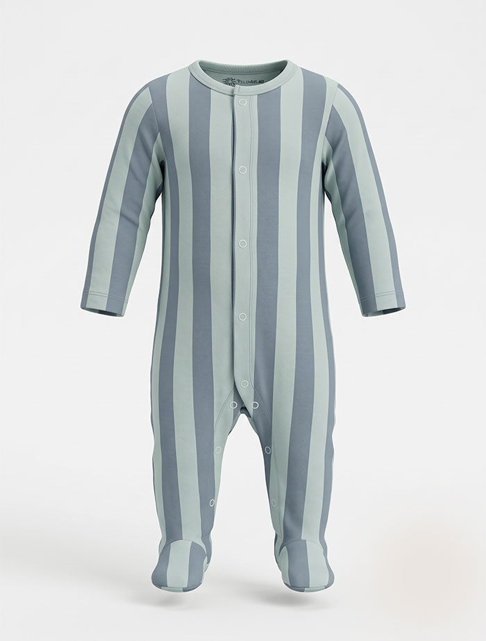 Blue stripes button sleepsuit